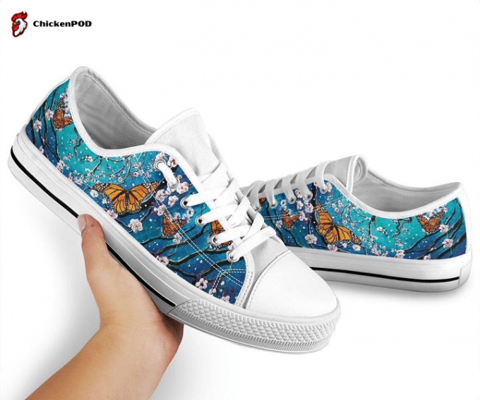 Butterfly Blue Low Top Shoes Gift For Men Women