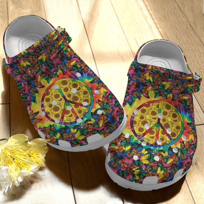 Butterfly Hippie Sunflower Gift For Lover Rubber Clog Unisex Clogs Shoes