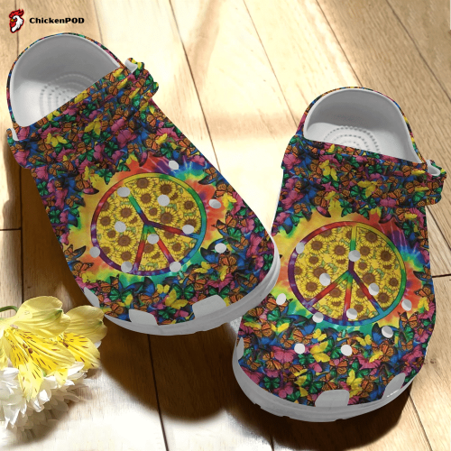 Butterfly Hippie Sunflower Gift For Lover Rubber clog Unisex Clogs Shoes