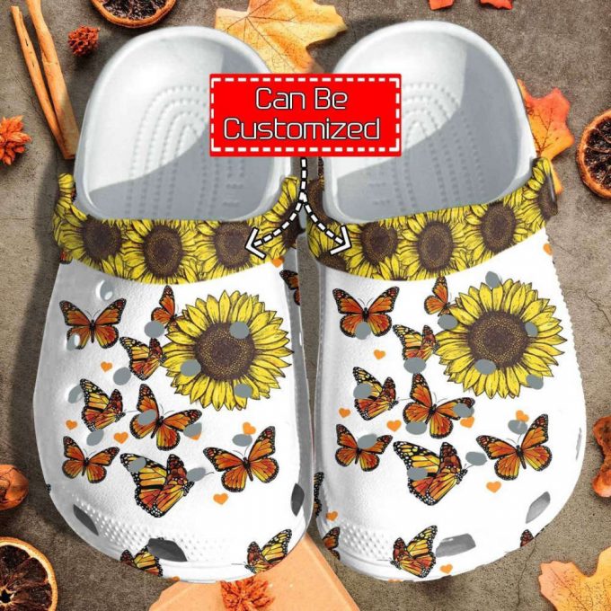 Butterfly Sunflower Be Kind Unisex Clogs Clog Shoes Custom Unisex Clogs