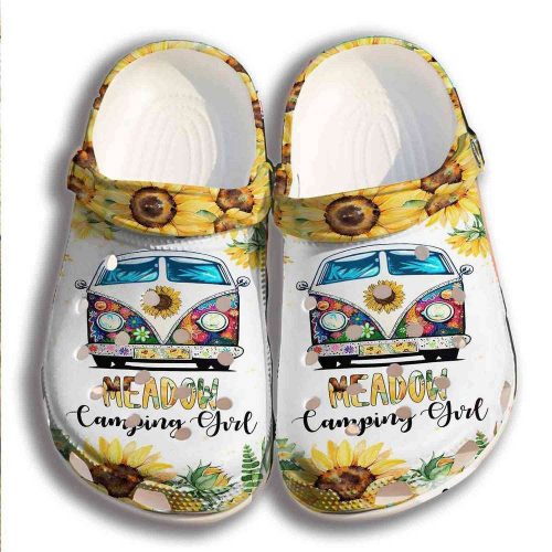 Camping Girl Sunflower Hippie 3 Gift For Lover Rubber clog Unisex Clogs Shoes