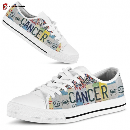 Cancer License Plates Low Top Zodiac Low Top Shoes Gift for Men Women