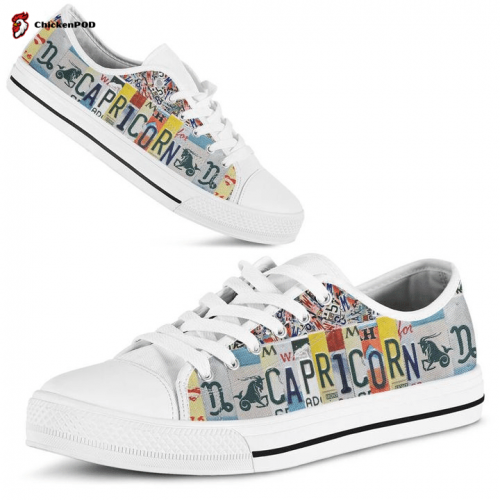 Capricorn License Plates Low Top Zodiac Low Top Shoes Gift for Men Women