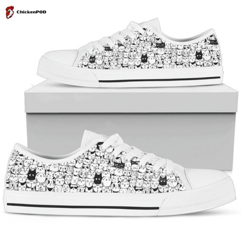 Cat LoverWomen’s Painted Vintage Style Low Top Shoes Gift for Men Women