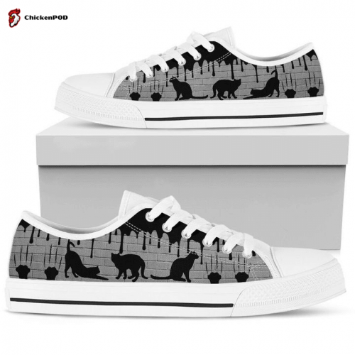 Cat Mom White Brick Wall Low Top Shoes Gift for Men Women