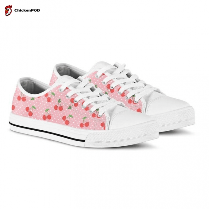 Cherry Print Low Top Shoes Gift For Men Women