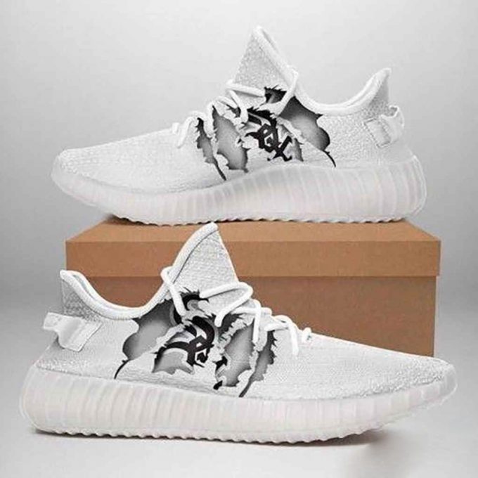 Chicago White Sox Mlb Ripped White Yeezy Sneaker For Fans