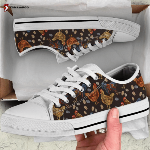 Chicken Embroidery Fashion Low Top Shoes Gift for Men Women