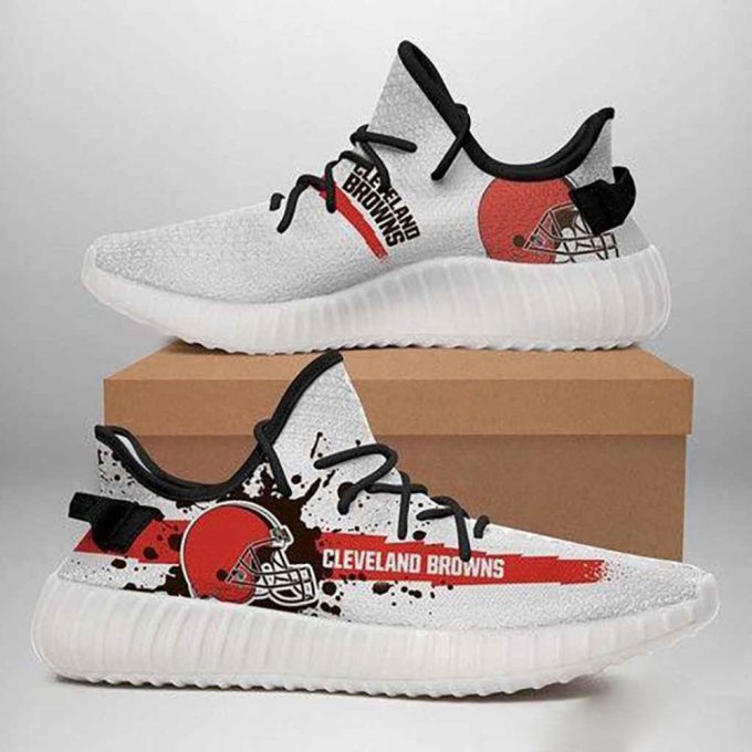 Cleveland Browns White Nfl Ripped White Yeezy Sneaker For Men Women Fans