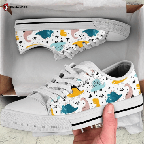 Color Repeating Pattern With Dinosaurs Low Top Shoes Gift for Men Women