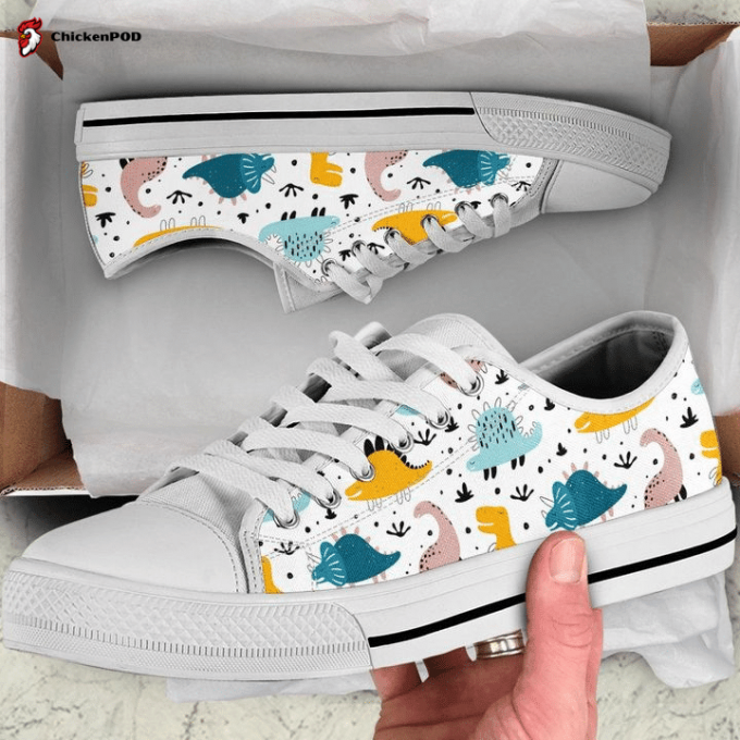 Color Repeating Pattern With Dinosaurs Low Top Shoes Gift For Men Women