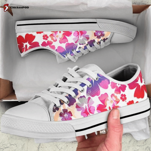 Colorful Aloha Flowers Floral Red Pink Purple Low Top Shoes Gift for Men Women