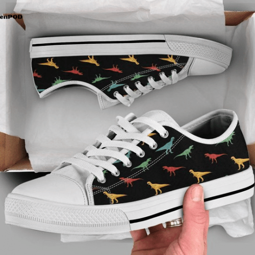 Colorful Dinosaur Low Top Shoes Gift for Men Women