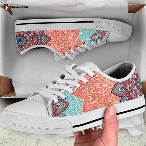 Colorful Floral Mandalas Low Top Shoes Gift for Men Women