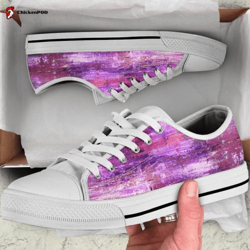 Colorful Pink Purple Grunge Abstract Art Low Top Shoes Gift for Men Women