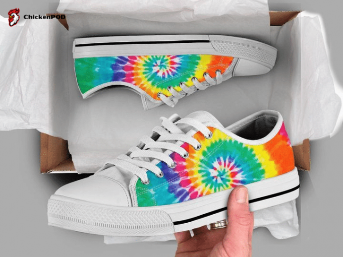 Colorful Rainbow Tie Dye Low Top Shoes Gift For Men Women