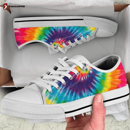 Colorful Tie Dye Spiral Hippie Abstract Art Low Top Shoes Gift for Men Women