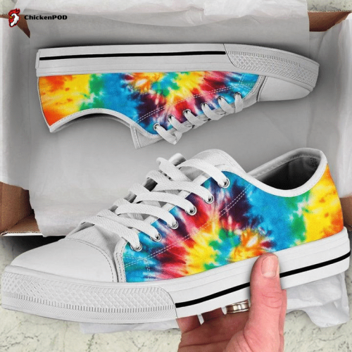 Colorful Tie Dye Yellow Red Blue Purple Abstract Art Low Top Shoes Gift for Men Women