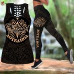 Combo Maori Shark Tattoo Tank Top & Leggings Outfit For Women