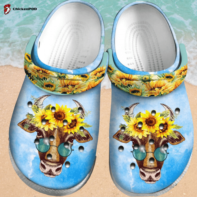 Cow Sunflower Rubber Clog Unisex Clogs Shoes