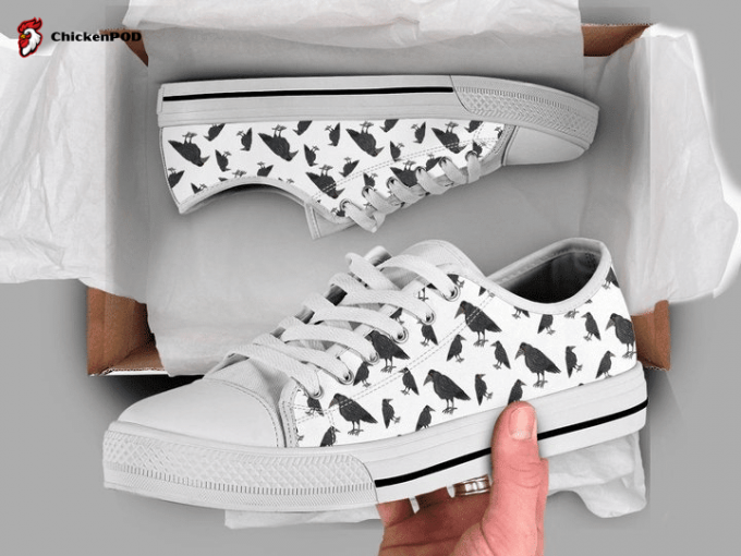 Crow Print Low Top Shoes Gift For Men Women