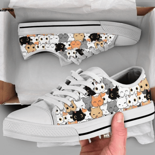 Cute Cat Low Top Shoes Gift for Men Women