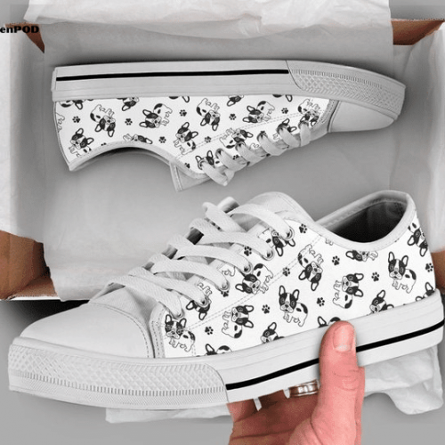 Cute Dog French Bulldog Low Top Shoes Gift for Men Women