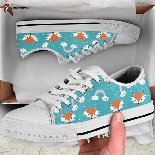 Cute Fox Rainbow Low Top Shoes Gift for Men Women