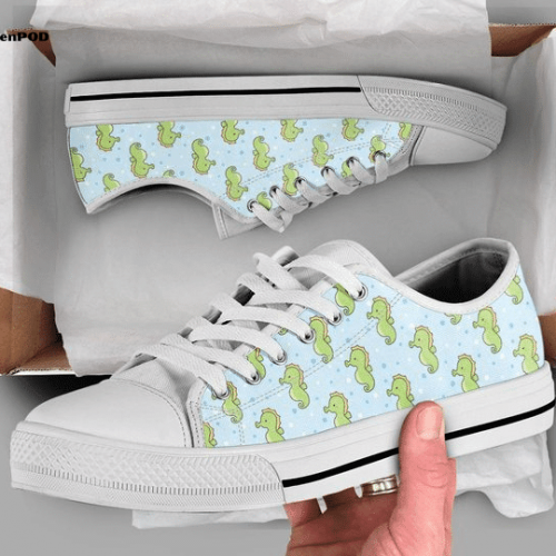 Cute Kawaii Seahorse Low Top Shoes Gift for Men Women