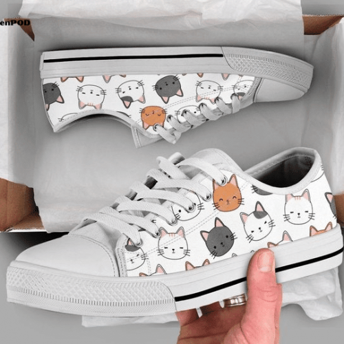 Cute Kitten Low Top Shoes Gift for Men Women