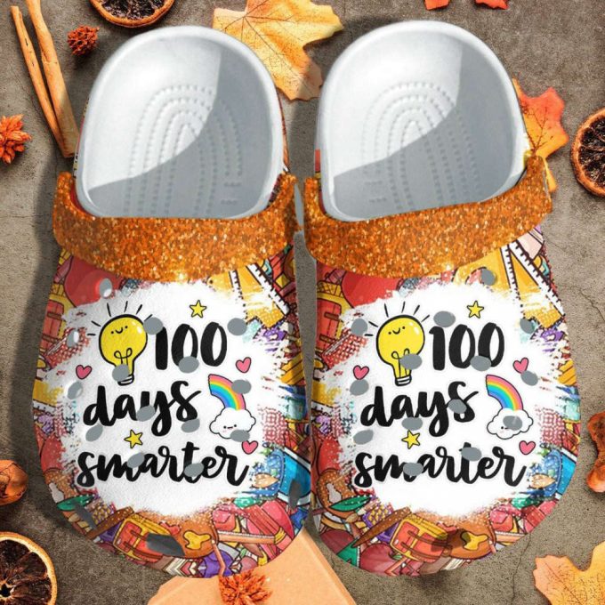 Cute Rainbow 100 Days Smarter Smarter Unisex Clogs Shoes Crocbland Clog Gift For Teacher Student