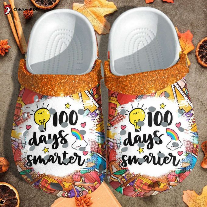 Cute Rainbow 100 Days Smarter Smarter Unisex Clogs Shoes Crocbland Clog Gift For Teacher Student