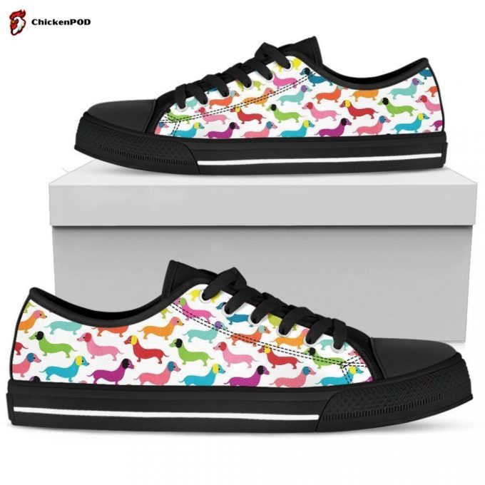 Daschund Rainbow Black Low Top Sneaker