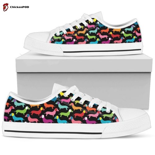 Daschund Rainbow White Low Top Sneaker