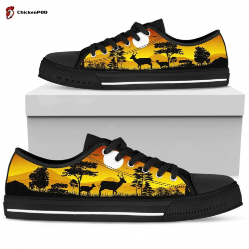 Deer Hunting Watercolor Low Top Shoes Gift for Men Women