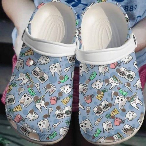 Dentist Doctor Teeth Pattern Unisex Clogs  Clog Shoes For Men Women, Adult And Kid Unisex Clogs, Gift Birthday