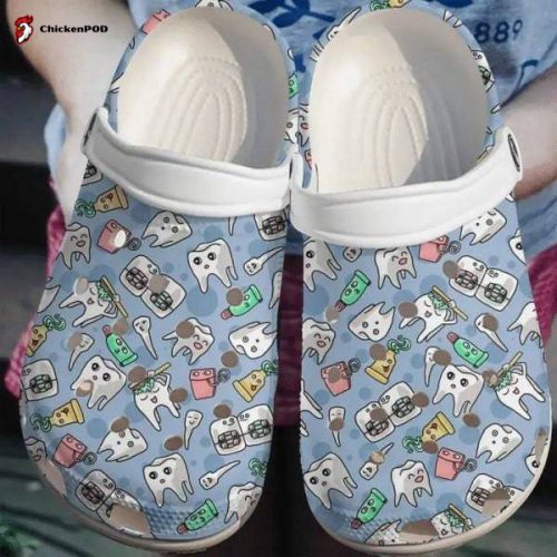 Dentist Doctor Teeth Pattern Unisex Clogs  Clog Shoes For Men Women, Adult And Kid Unisex Clogs, Gift Birthday