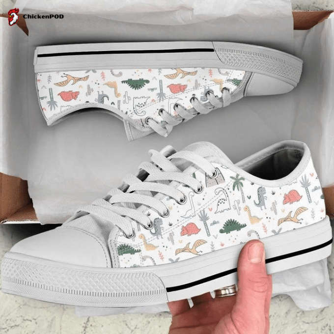 Dinosaur Cartoon Low Top Shoes Gift For Men Women