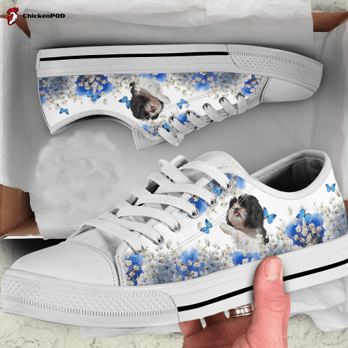 Dog With Flower Low Top Shoes Gift for Men Women Sneaker