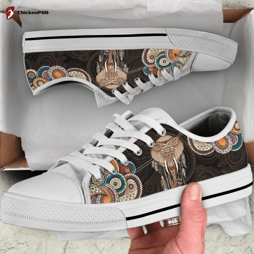 Elephant Henna Paisley Low Top Shoes Gift for Men Women