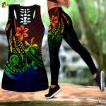 Fan Gifts Amazing Polynesian Tattoo And Frangipani Flower Deluxe Legging & Tank top ML