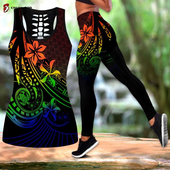 Fan Gifts Amazing Polynesian Tattoo And Frangipani Flower Deluxe Legging &Amp;Amp; Tank Top Ml