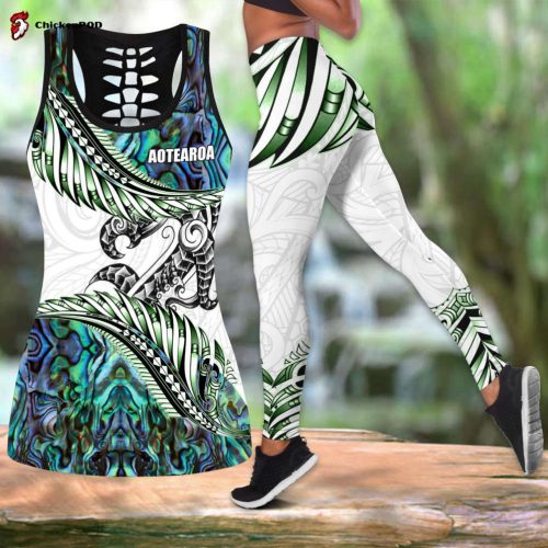 Fan Gifts Aotearoa silver fern manaia paua shell combo legging tanktop