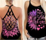 Fan Gifts Breast Cancer Awareness “Fight Like A Girl” Criss-Cross Tank Top