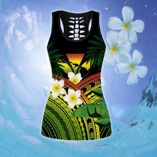 Fan Gifts Hawaii Hibiscus Kanaka D Over Printed Legging & Tank Top