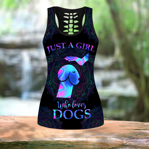 Fan Gifts Just a Girl Who Loves Dogs Combo Legging + Hollow Tanktop