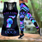 Fan Gifts Just a Girl Who Loves Dogs Combo Legging + Hollow Tanktop