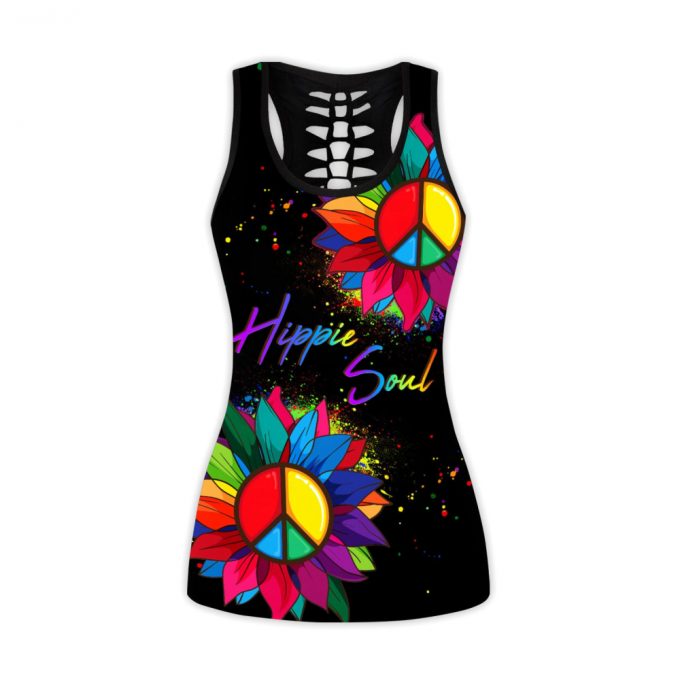 Fan Gifts Personalized Name Hippie Sunflower Peace Sign All Over Printed Combo Legging Tanktop