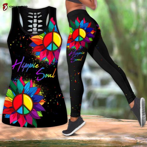 Fan Gifts Personalized Name Hippie Sunflower Peace Sign All Over Printed Combo Legging Tanktop