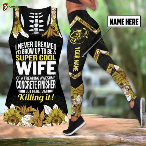 Fan Gifts Supper cool wife of a concrete finisher combo legging hollow tanktop